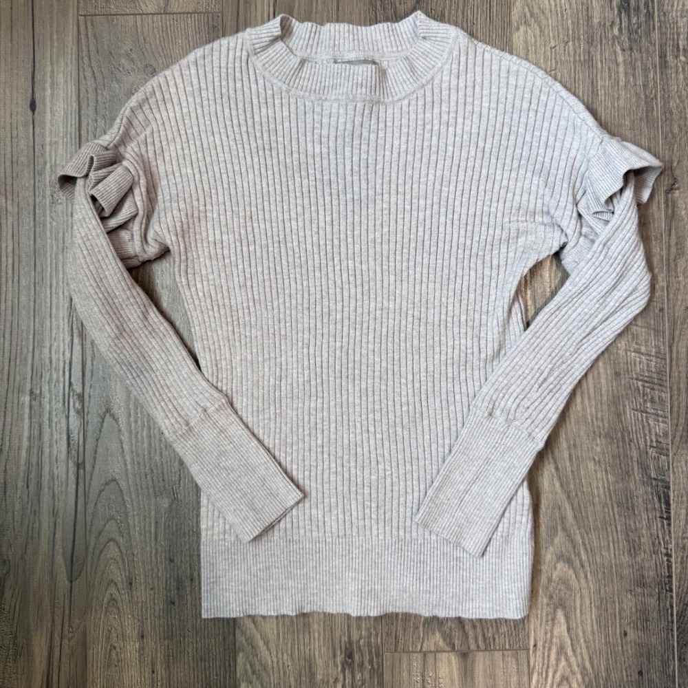 Cupcake Clothing Ltd‎ Girls Ribbed Sweater Knit Ruffle Sleeve Mock Neck Size S